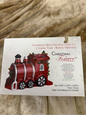 Christmas Is Forever Mini Farmhouse Christmas Light up Ceramic Train